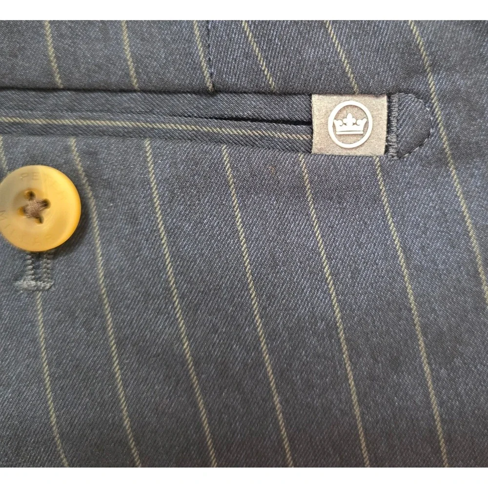 Peter Millar Crown Crafted Mens Navy Blue Pinstripe Stretch Trousers 38X31.5